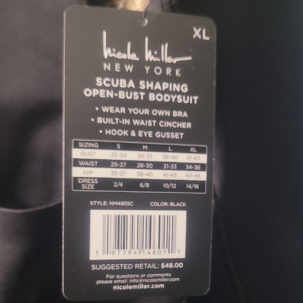 Nicole Miller Black Open-Bust Shapewear Bodysuit - Picture 2 of 16